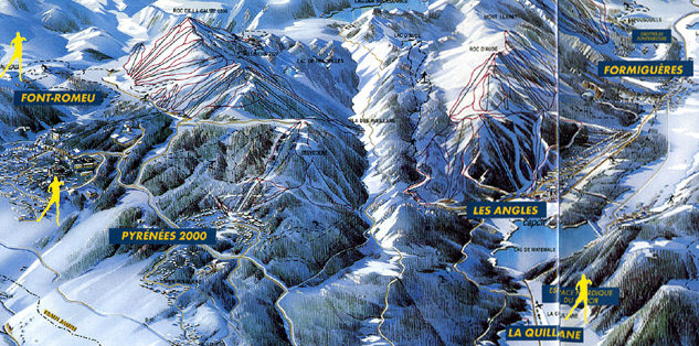map of ski slopes on the Carlit Massif